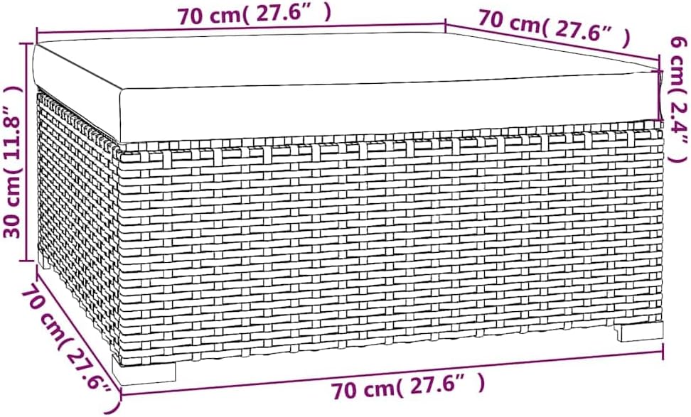 Modular Garden Footrest, Outdoor Patio Rattan Ottoman with Removable Cushion,...