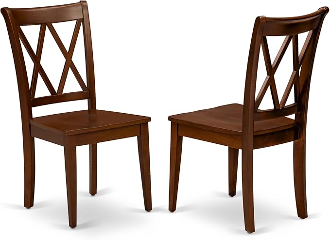 East West Furniture CLC-ESP-W Clarksville Dining Room Chairs - Double Cross Back Wood Seat Chairs, Set of 2, Espresso