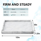 Real Natural Marble Tray for Bathroom, Vanity, Kitchen and Desktop, Rectangle Genuine Marble Stone Tray for Jewelry, Cosmetics, Candles, Lotion, Perfume and Home Decor