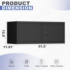 Garage Locking Cabinet, 13” H Garage Storage Cabinet Wall Mounted, Floating Storage Organization for RV, Hanging Tool Storage Cabinets for School, Office, Warehouse, Black