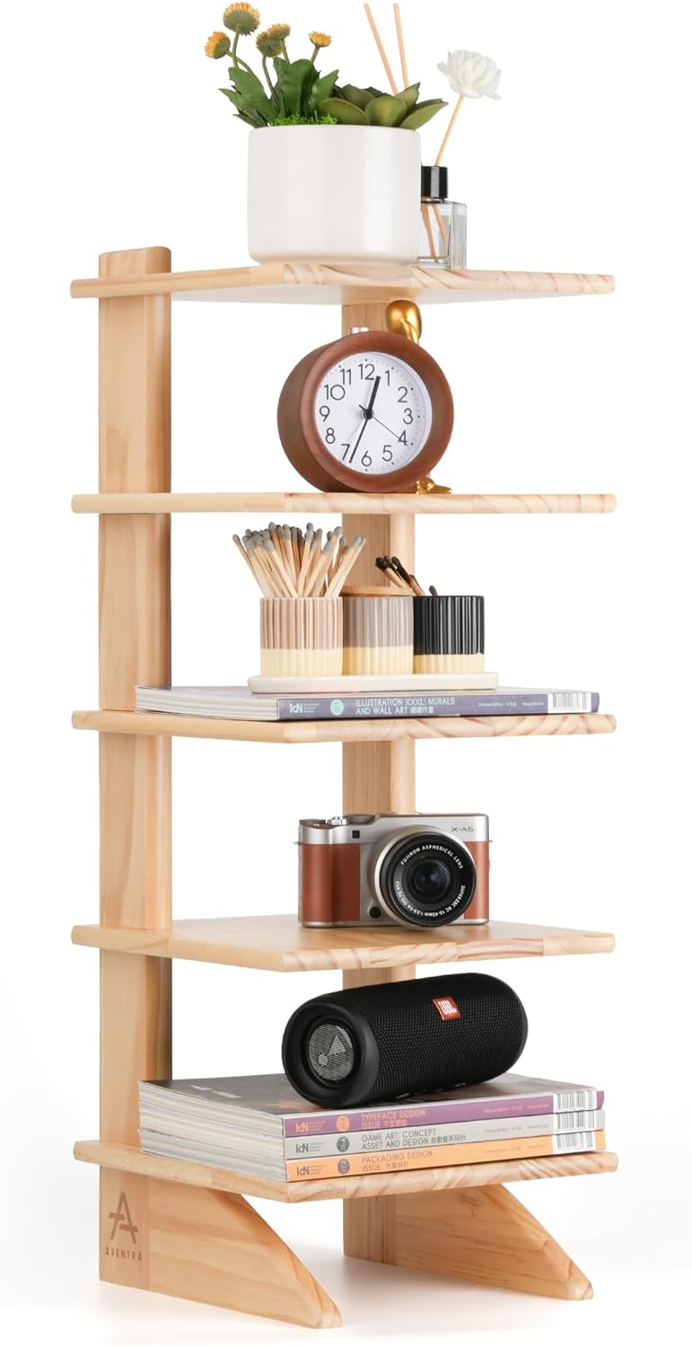 5-Tier Wooden Bookshelf for Small Spaces – Narrow Space-Saving Bookcase &...