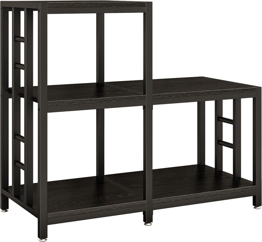 METYERRY 5-Tier Mini Fridge Stand, Bakers Rack with Storage,Multi-Purpose Microwave Stand,Mini Fridge Cabinet,Mini Fridge Shelf for Office,Kitchen,Living Room,Coffee Bar,Black