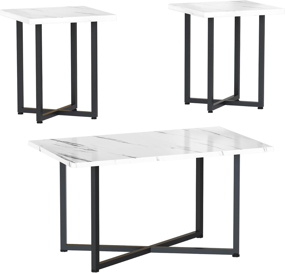 Hooseng Coffee Table Set of 3 Coffee Table and end Table Sets, Modern Living ...