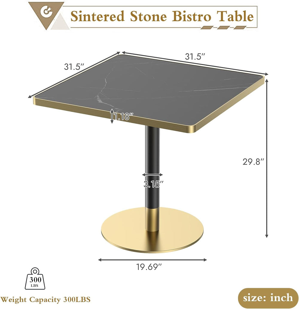 SSLine Square Dining Table for 2 Modern Luxury Marble Sintered Stone Kitchen ...