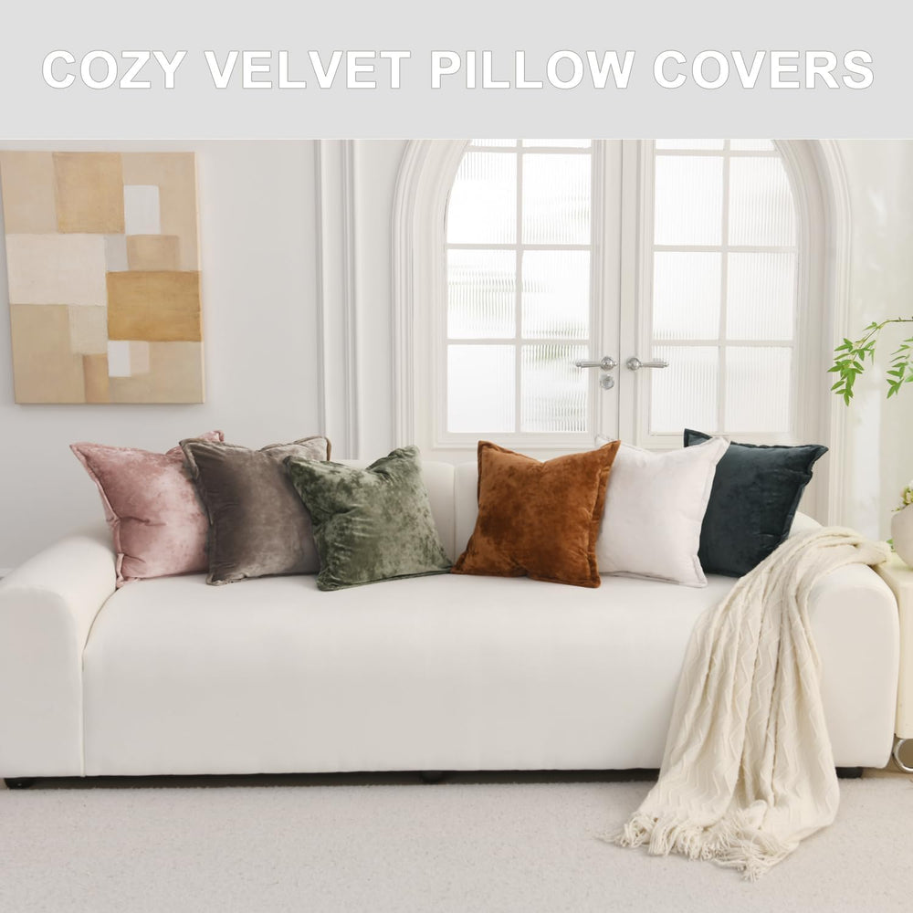 Greek Velvet Euro Sham Covers Set of 2 26x26 Luxury Soft Solid Pillow Covers ...