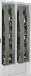 Lirex Over The Door Organizer, 2 Pack Handbag Storage with 6-Tier Space-Saving for Door or Closet, Handbag Hanger, Dark Grey