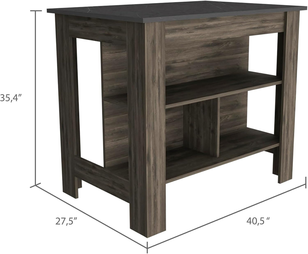 Kitchen Island with Three Concealed Shelves and Multicolor Design | Three con...