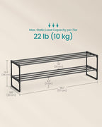 SONGMICS Shoe Rack, 2-Tier Shoe Organizer, Metal Storage Shelf, Upright or Upside Down, for 15-18 Pairs, Stackable, for Entryway, 11.8 x 46.1 x 13.4 Inches, Black ULSA032B01