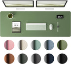 Aothia Leather Desk Pad Protector, Office Desk Mat, Large Mouse Pad, Laptop Desk Pad, Non-Slip PU Leather Desk Blotter, Waterproof Desk Writing Pad for Office and Home (Olive Green, 47" x 17")