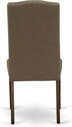 East West Furniture NDEN3-MAH-18 3 Piece Dining Set Contains a Rectangle Dining Room Table with Dropleaf and 2 Dark Coffee Linen Fabric Upholstered Chairs, 30x48 Inch, Mahogany
