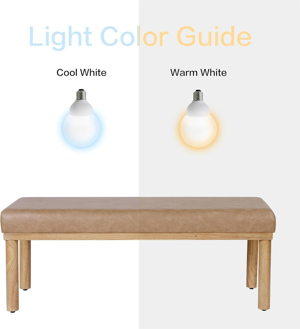 HomePop Oslo Bench - Sand Faux Leather