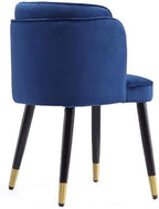 Manhattan Comfort Zephyr Modern Velvet Dining Chair, Solid Wood Frame with Gold-Tipped Splayed Legs, High Density Foam Padding, Vintage Design, Tulip Inspired Accent Furniture, Royal Blue