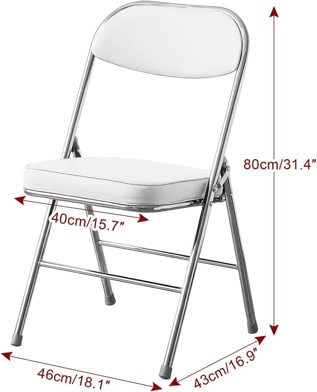Folding Chairs with Padded Seats for Outdoor & Indoor, Portable Stackable Commercial with Steel Frame(White)