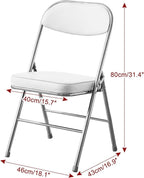 Folding Chairs with Padded Seats for Outdoor & Indoor, Portable Stackable Commercial with Steel Frame(White)