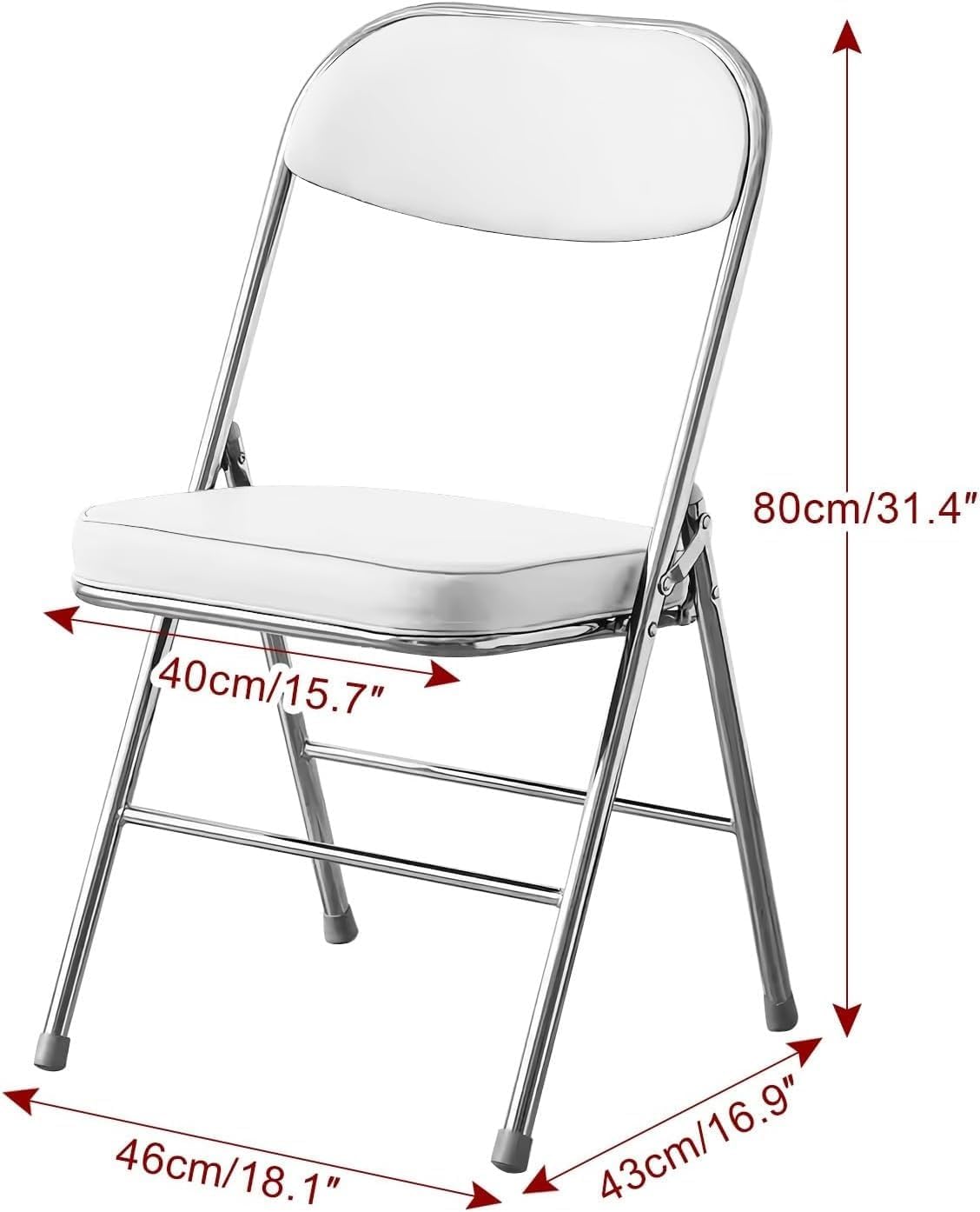 Folding Chairs with Padded Seats for Outdoor & Indoor, Portable Stackable Commercial with Steel Frame(White)