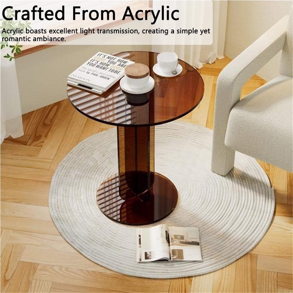 Modern Clear Acrylic Round Side Table, Small Coffee Table, Multi-Purpose End ...