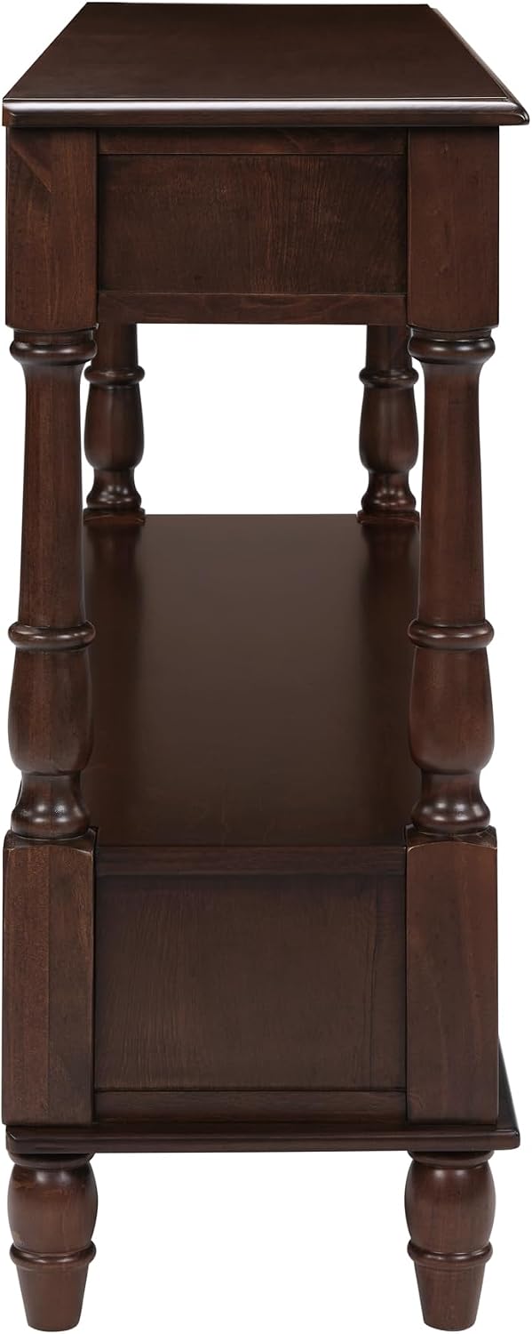 Knocbel Console Table with 6 Storage Drawers and Bottom Shelf, Vintage Sofa T...