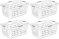 Sterilite 4 Pack Ultra Laundry Basket, Plastic Clothes Hamper, Large Rectangle Bin with 4 Comfort Grip Handles, 2 Bushel Capacity, White