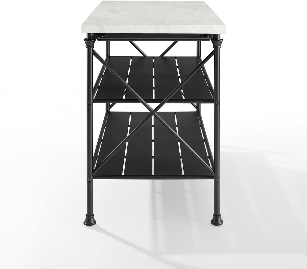Maykoosh Retro Relaxation Kitchen Island, Steel with Faux Marble Top, Spaciou...