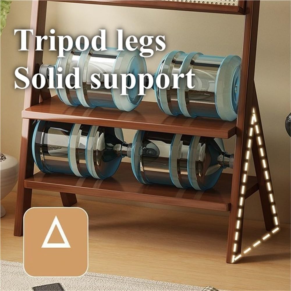 5-Tier Wooden Ladder Shelf with Rattan-Like Design, Large Capacity Open Bookshelf, Floor Magazine Display Stand for Living Room, Office, Library(Color:Natural)