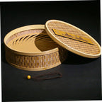 IMIKEYA Bamboo Tea Box Woven Design Tea Cake Storage Container for Home and Office Organization