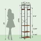 ELYKEN Coat Rack Freestanding, Hall Tree with 3 Storage Shelves and 12 Hooks, Industrial Clothes Rack Stand Organizer for Bedroom, Hallway, Entryway, Office, Living Room, Rustic Brown