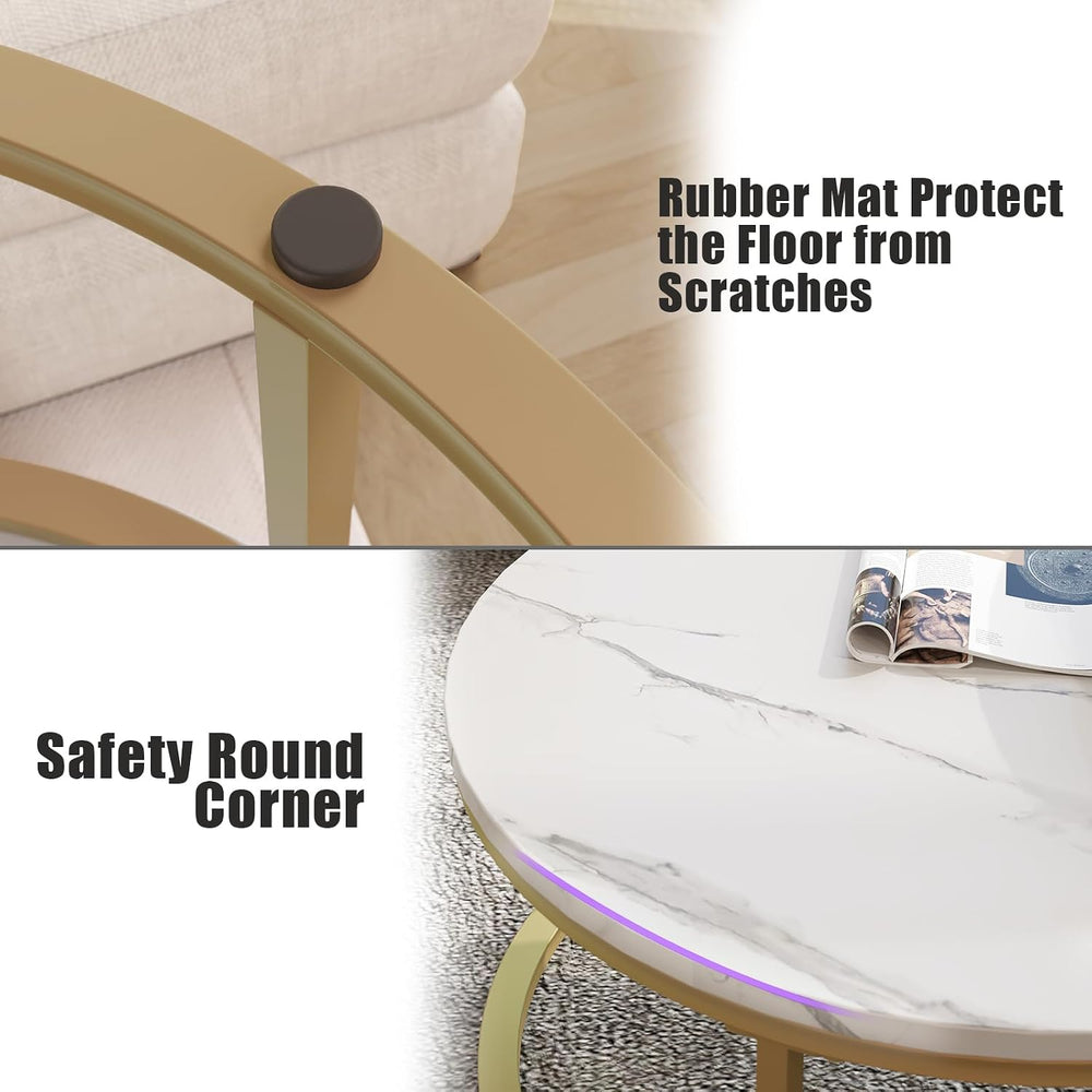 WiberWi Round Coffee Table Nesting Tables Set of 2, Large: Ø 34.0", Smal...