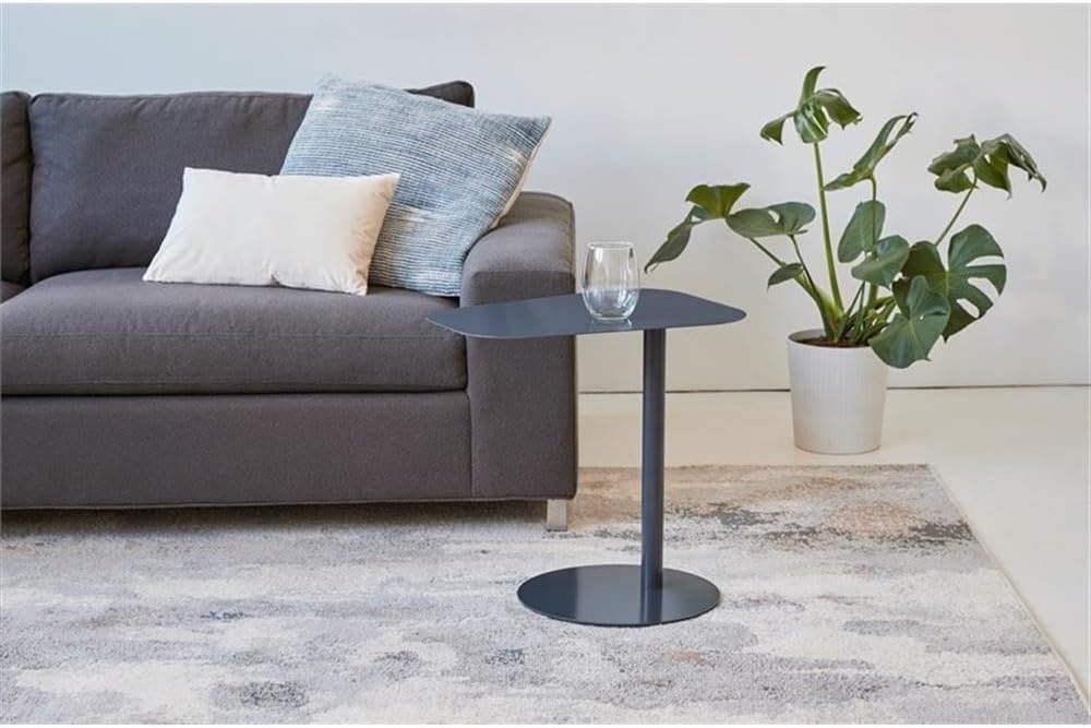 Pemberly Row Modern Metal End Table, 20 in H x 19.75 in W, C-Shaped Space-Sav...