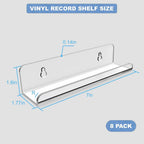 WPESI Vinyl Record Shelf Wall Mount 8Pack,7 Inch Acrylic Record Shelf,Record Wall Display, Vinyl Record Holder CD Rack,8 Pack(Clear)