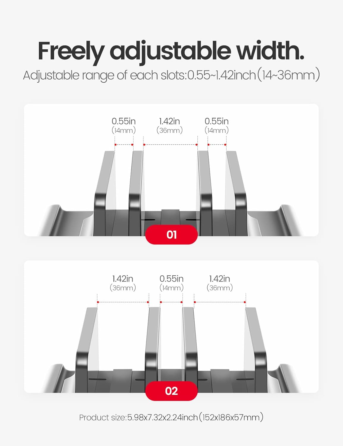 3-Slot Vertical Laptop Stand Holder,Adjustable ABS Plastic Desktop Notebook Dock,Vertical Laptop Stand Space-Saving for All MacBook/Surface/Samsung/HP/Dell/Chrome Book