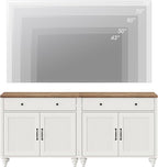 WAMPAT Entertainment Center with Bookshelves for TVs up to 75", Farmhouse Wall Unit TV Stand with Doors & Drawer, Media Console Table for Living Room, Bedroom & Home Theater, White