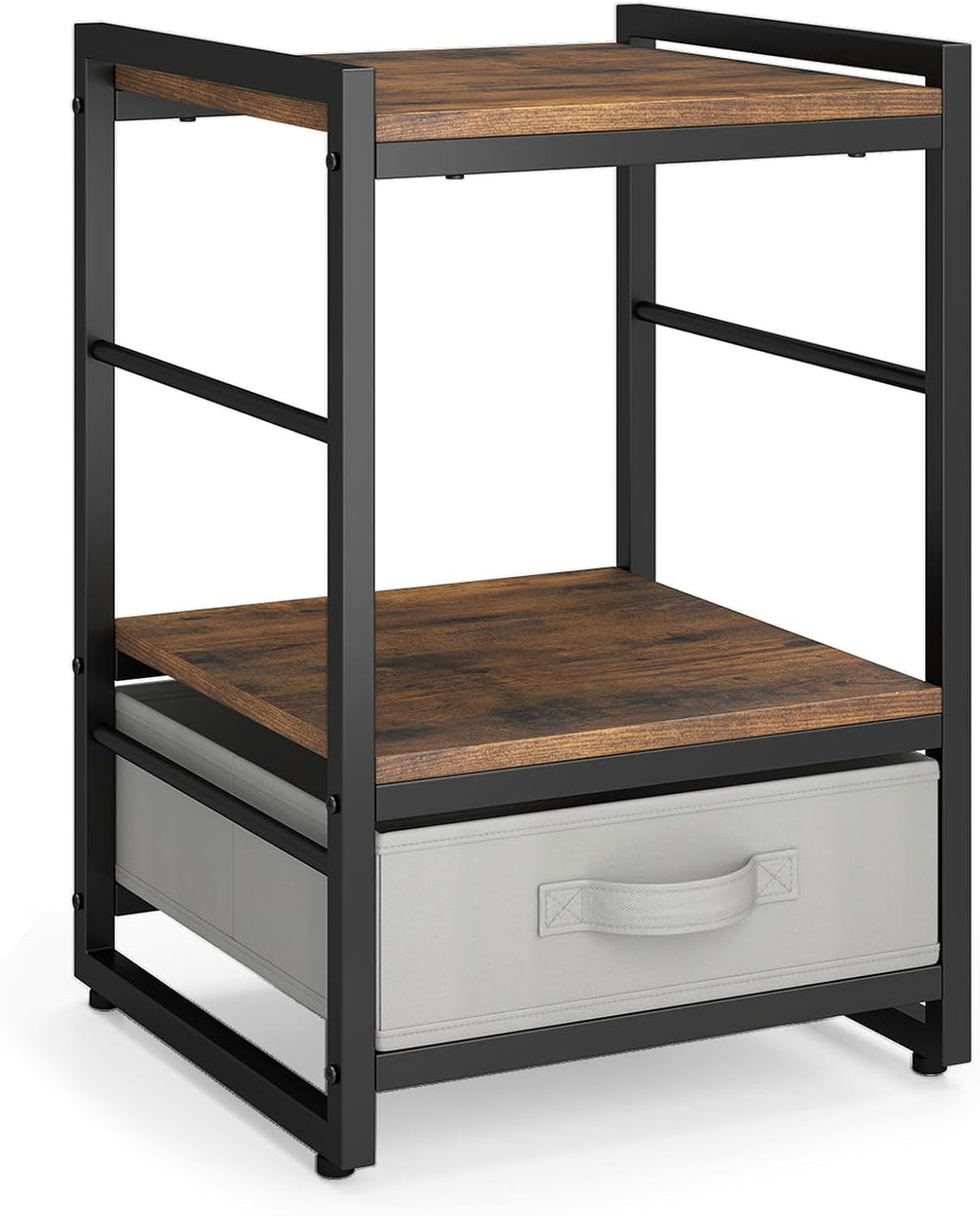 Giantex Industrial Nightstand with Storage Drawer, Rustic Bedside Table with ...