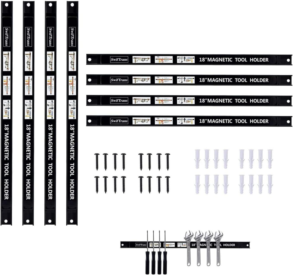 Magnetic Tool Holder 18 Inch 8 Pack Heavy Duty Magnet Tool Bar Strip Rack Wall Mount