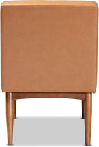 Baxton Studio Riordan Mid-Century Modern Tan Faux Leather Upholstered and Walnut Brown Finished Wood Dining Chair