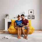 Bean Bag Chairs for Adults, BeanBag Reading Chair Memory Foam Couch, Floor Chair Soft Teddy Material, Comfy Reading Nook Chairs for Bedroom Living Room Office(Yellow)
