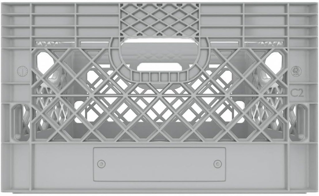 Heavy Duty Plastic Storage Milk Crates, Stackable Utility Organizer Bins, 19x11x13 Inches, 6 Pack, Made in USA, 24 Qt/6 Gallon Capacity (Gray)