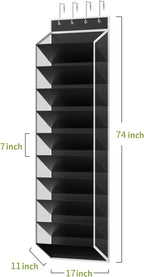KEEPJOY 10 Tiers Mesh Over Door Shoe Organizer Storage, Hanging Shoe Holder for Door with Large Deep Pockets, Fit 20-30 Pairs Shoe Rack for Sneakers, Boots.(Black)