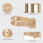 Space-Saving Wall Ladder: Solid Pine & Textured Rope Post for Apartments, 14 x 12 x 6.7 Inches