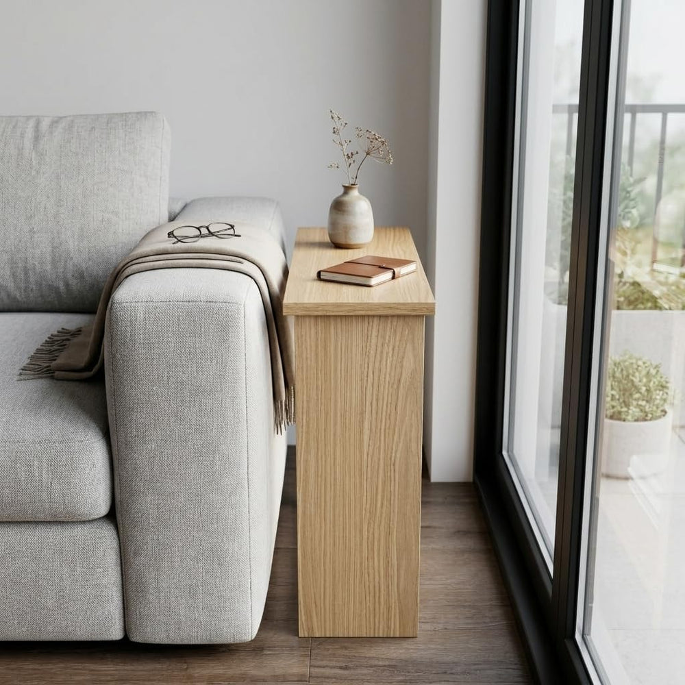 Narrow Side Table for Living Room, Slim End Table for Small Spaces Between Co...