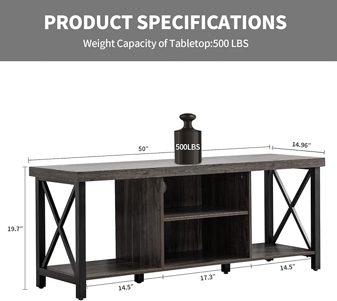 GAZHOME TV Stand for TV up to 55 Inches, TV Cabinet with Open Storage, TV Console Unit with Shelving for Living Room, Entertainment Room, Grey