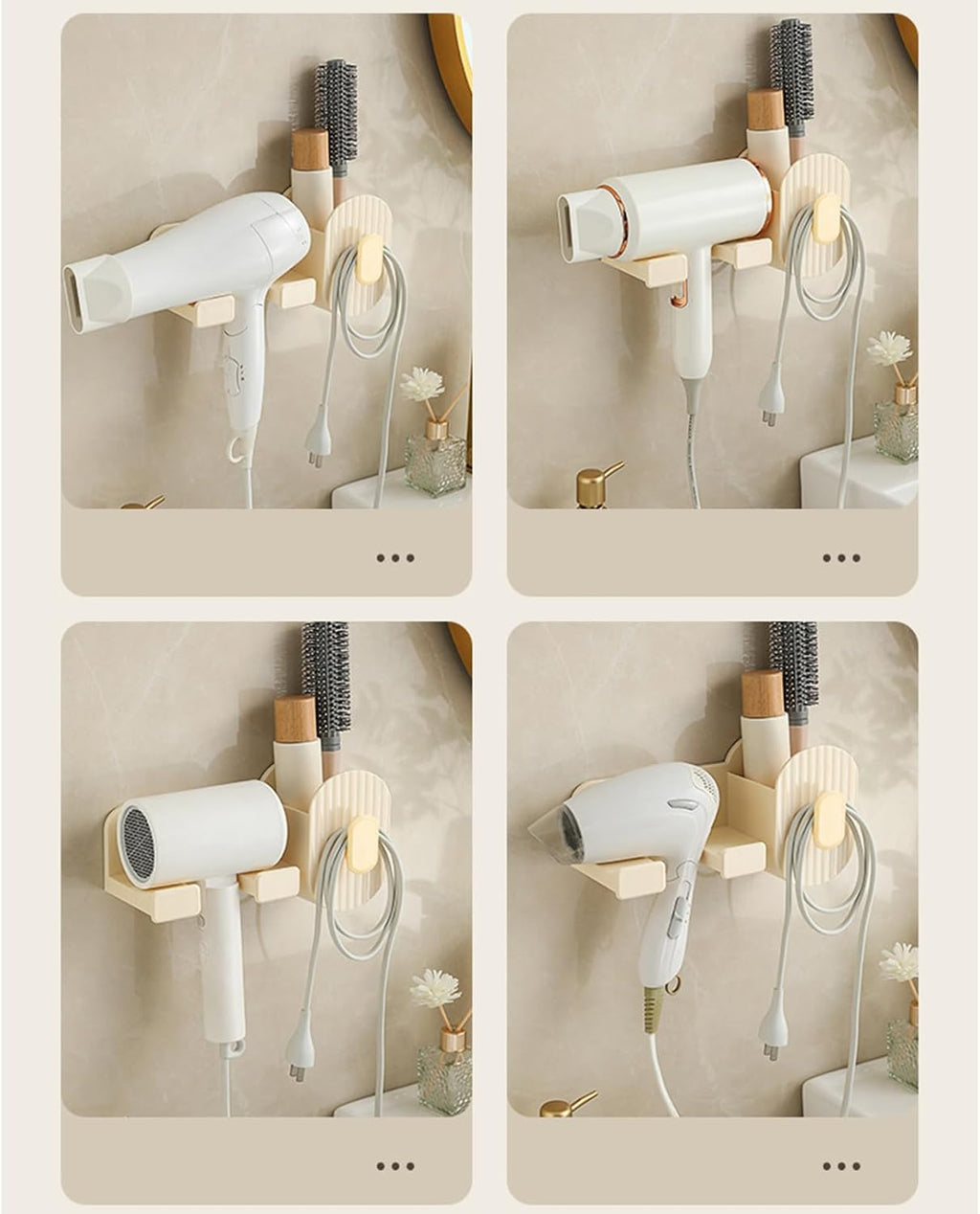Wall Mount Hair Dryer Holder | No-Drill Storage Stand,Hair Tool Organizer - for Brush Bottle Curling Iron Comb Barrettes Cosmetics Straightener Home Bedroom Laundry Room