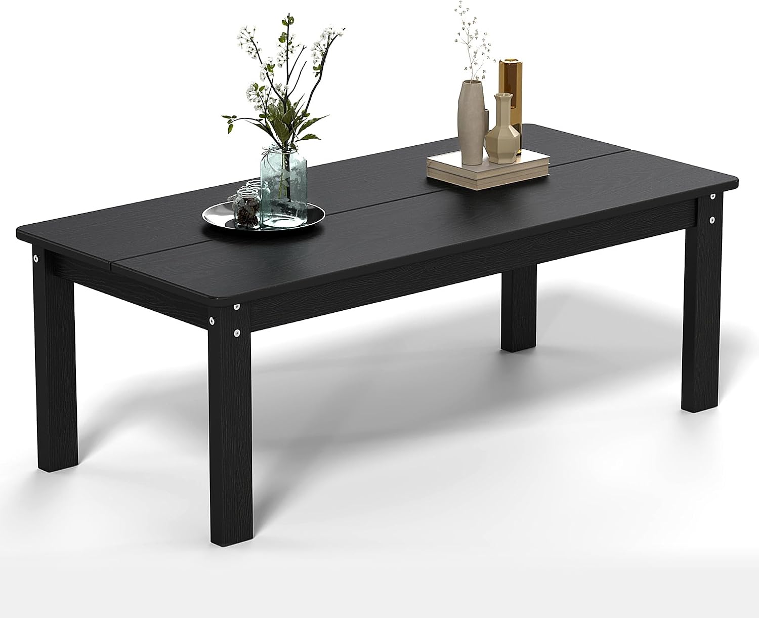 nevilywood Adirondack Coffee Table, All-Weather HDPE,Black | 47.2" x 22.7" x 17",220lbs,304 stainless steel hardware,Ideal for patios, decks, poolsides,Easy to Assemble,Low Maintenance