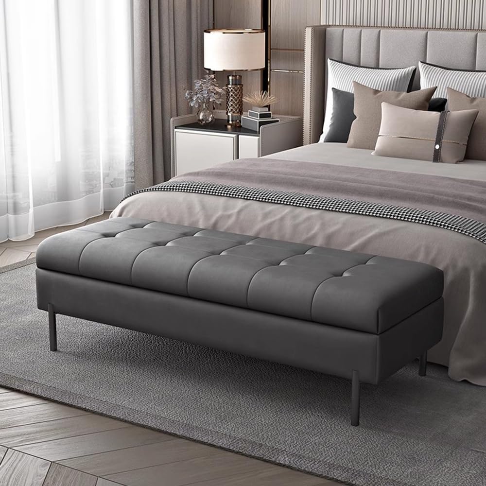 Modern Bedroom Bed Footstool Solid Wood Front Sofa Stool Storage Bedside Entr...