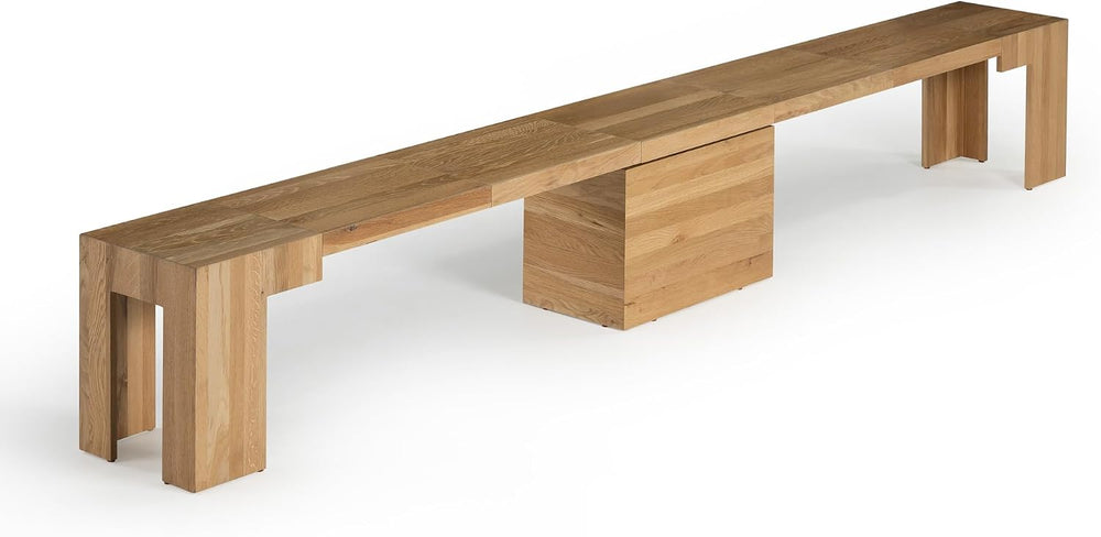 Transformer Table - Extendable Dining Bench, Solid Wood Expandable Seating 1–...