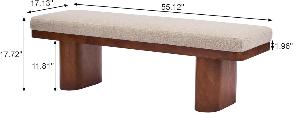 Christopher Knight Home 55" Chenille Upholstered Bench with Solid Rubber...