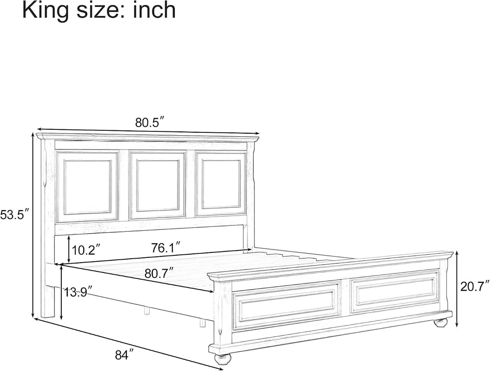 LUMISOL Mid Century Wood Platform Bed Frame, King Size Bed Frame with Headboa...