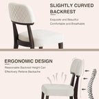 Modern Wood Dining Chairs Set of 4, Velvet Upholstered Kitchen Chairs with Open Curved Backrest & Black Hardwood Legs for Vanity, Living Room, 350 LBS Capacity,White