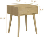 NTC Lux Solid Wood Nightstand, Mid Century Modern Side Table Bedroom, Bedside Furniture, Night Stand, End Table, Easy Assembly - Sand