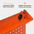 MCombo Adjustable Workbench with Solid Wood Tabletop for Garage, Steel Worktable with 2 Pegboards Bench48 (Orange)