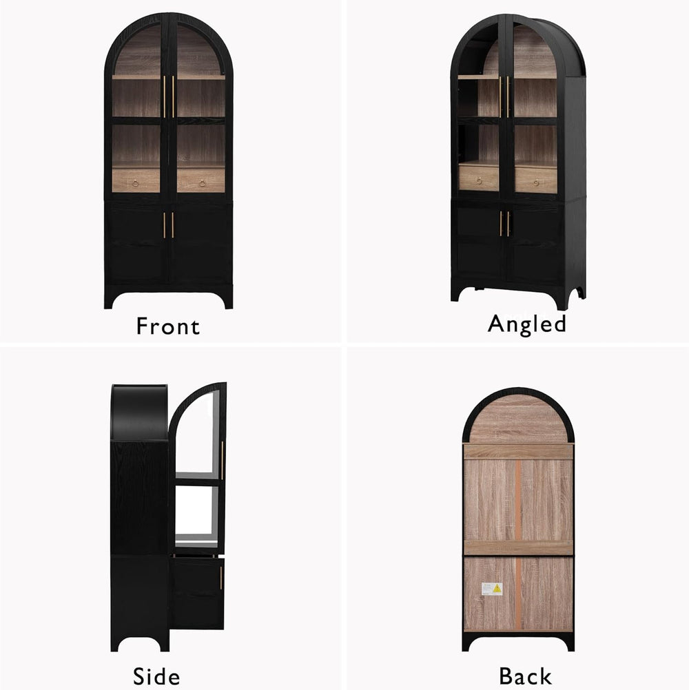 JIJIWANG 71" Tall Arched Kitchen Pantry Cabinet with Doors and Open &amp...